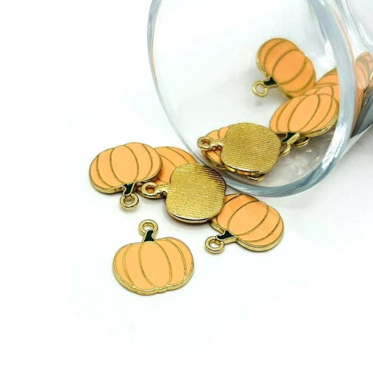 Enamel Pumpkin Charms, 18x16mm: 4 Pieces