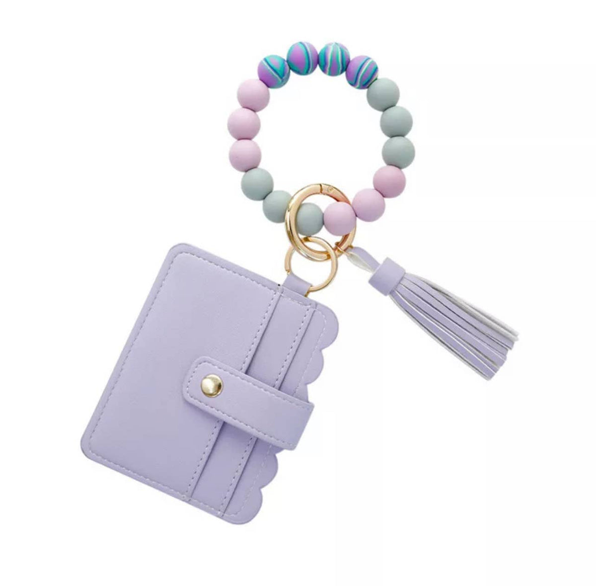 Wallet Wristlet Silicone Bead Tassel Keychains Women Girls