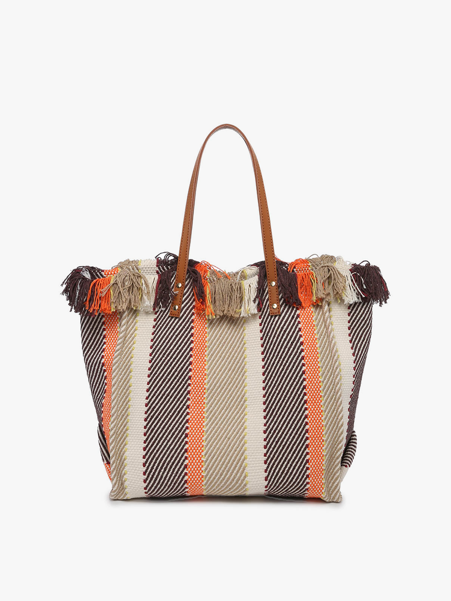 Madison Handwoven Striped Tote | M2091STRP : Boho-Rust