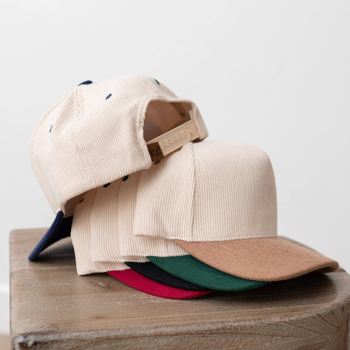 C.C Corduroy Trucker Cap – Wholesale Adjustable Snapback Hat (5 Colors): Brown/Pink