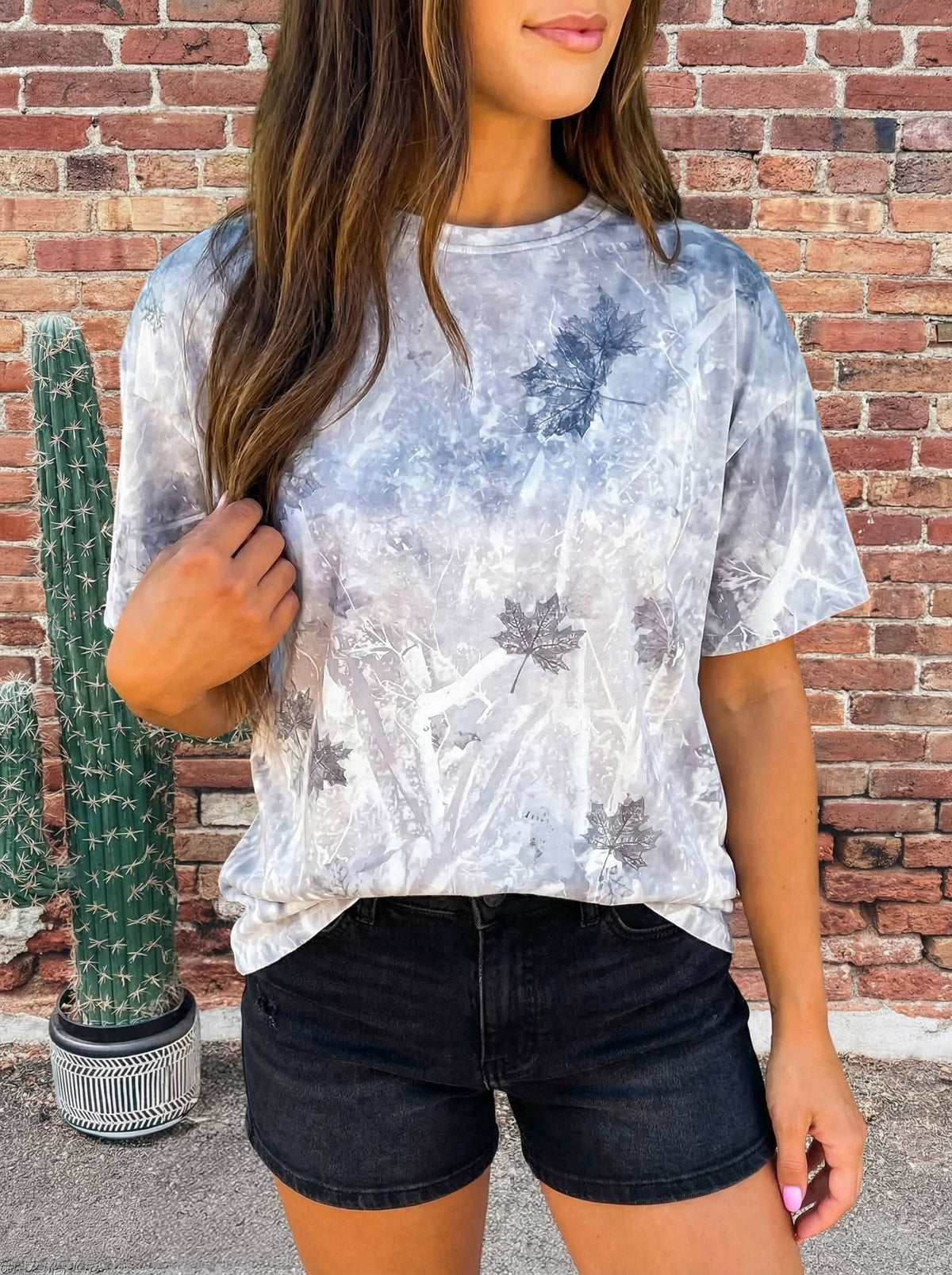 Fall Camouflage Woodland Print Drop Shoulder Tunic Tee: Sweatshirt
