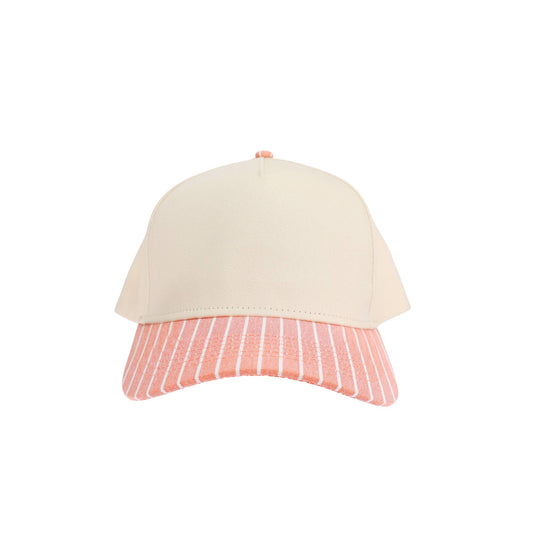 Salmon Wide Stripe Canvas Trucker Hat (Blank)