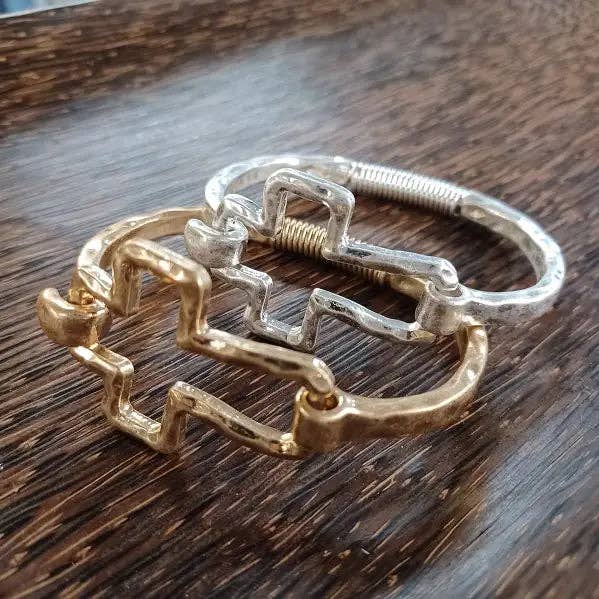 Beautiful Cross Cuff Bracelet Gold or Silver: Yellow Gold