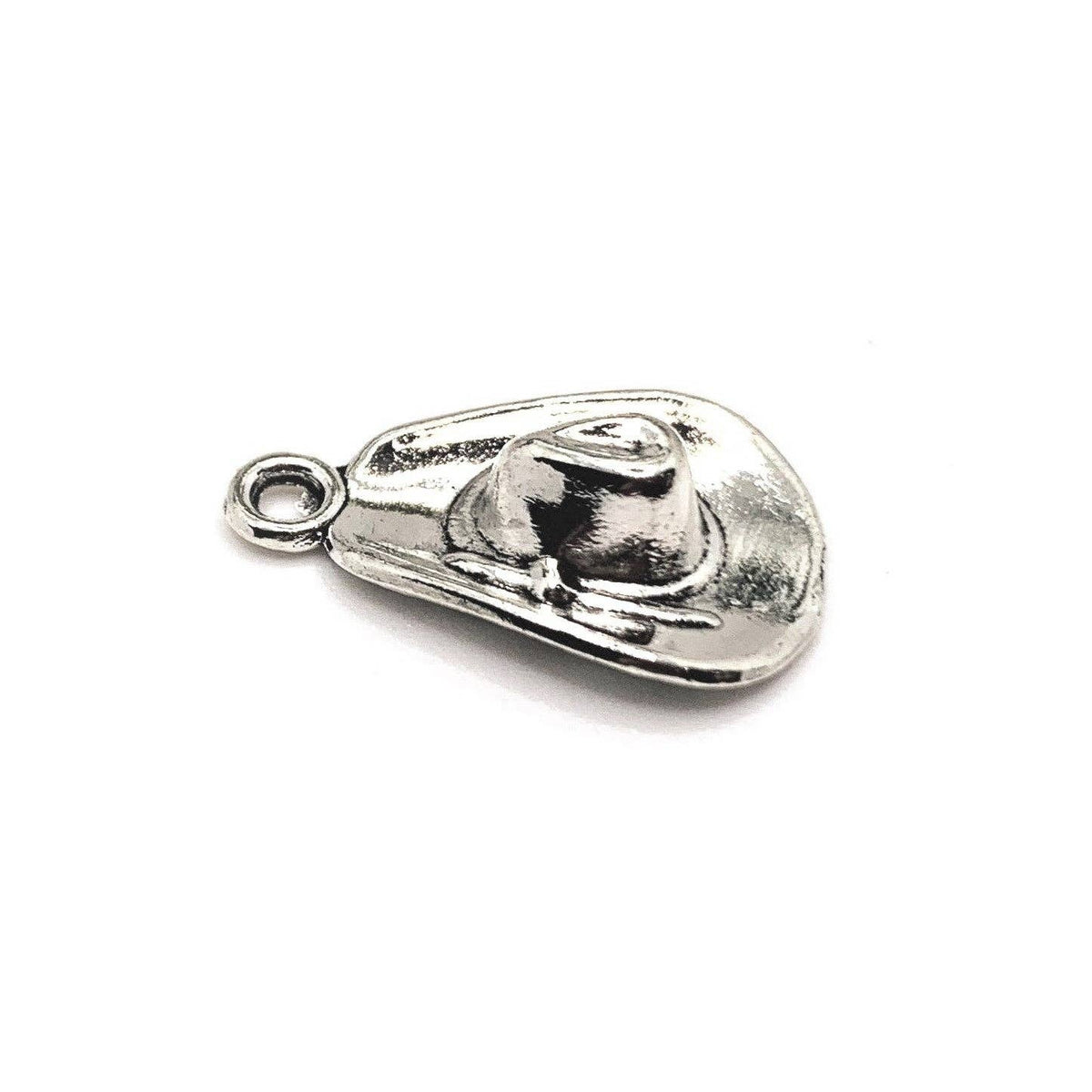 Silver Cowboy Hat Charms, 21x13mm: 4 Pieces