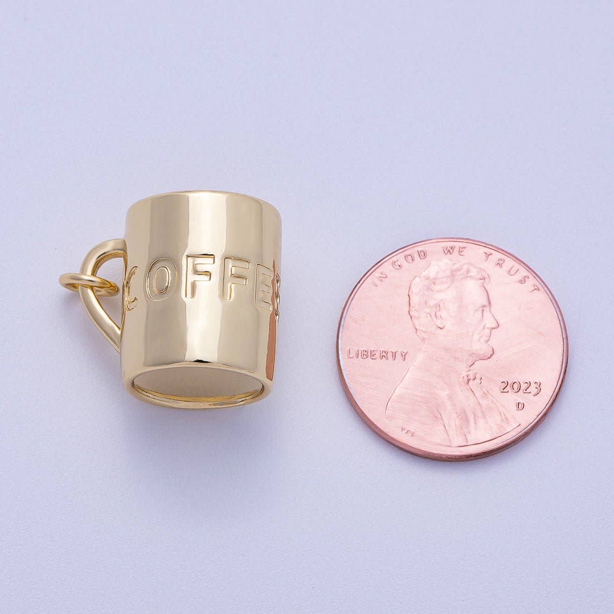 16K Gold Filled Coffee Cup Minimalist 3D Multidimensional Charm | Charms-00468