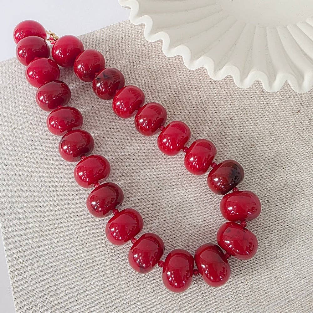 Bella Beaded Necklace - WATERPROOF: Amber