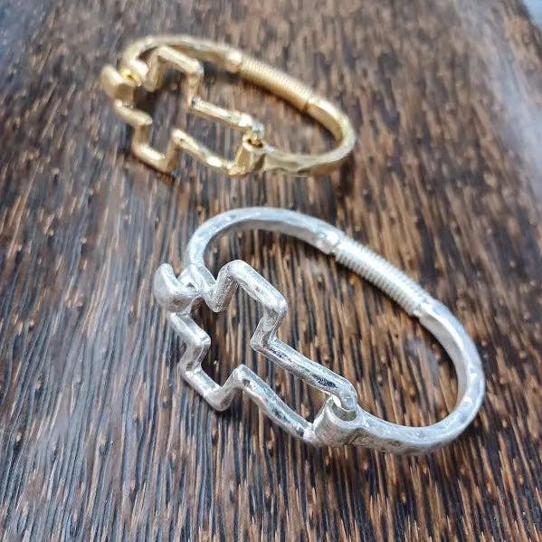 Beautiful Cross Cuff Bracelet Gold or Silver: Silver
