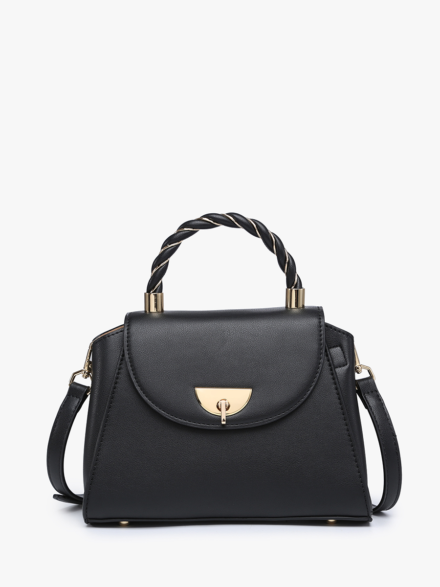 Clarke Twist Lock Small Satchel –Braided Handle Bag | EH2252: Grey