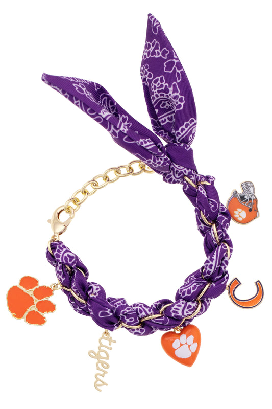 Clemson Tigers  Bandana Charm Bracelet