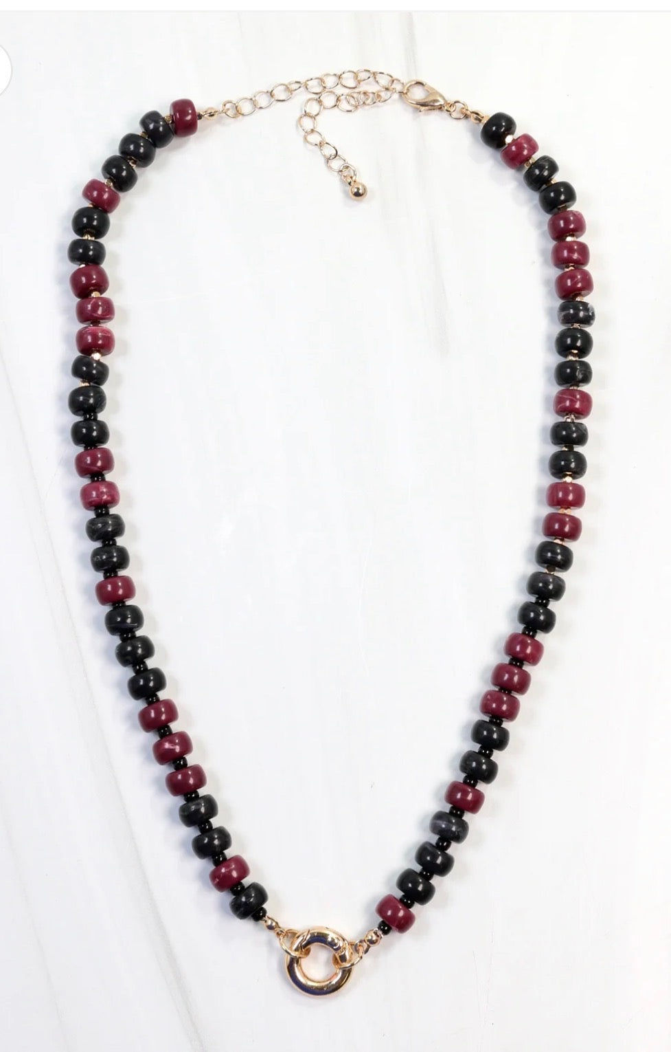 Black & Garnet Beaded Necklace
