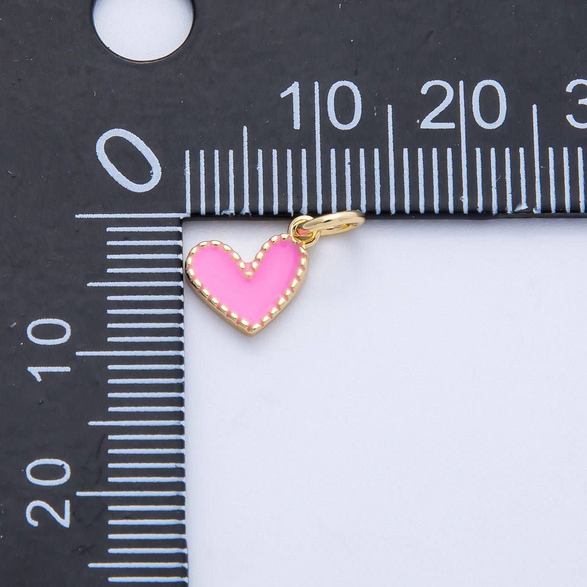 18K Gold Filled 8mm Pink Enamel Heart Mini Charm | Charms-00260