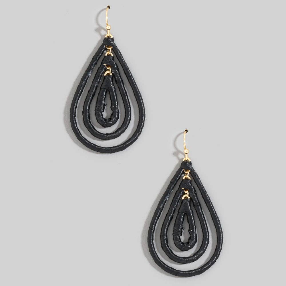 Raffia Wrapped Layered Teardrop Earrings: TAU