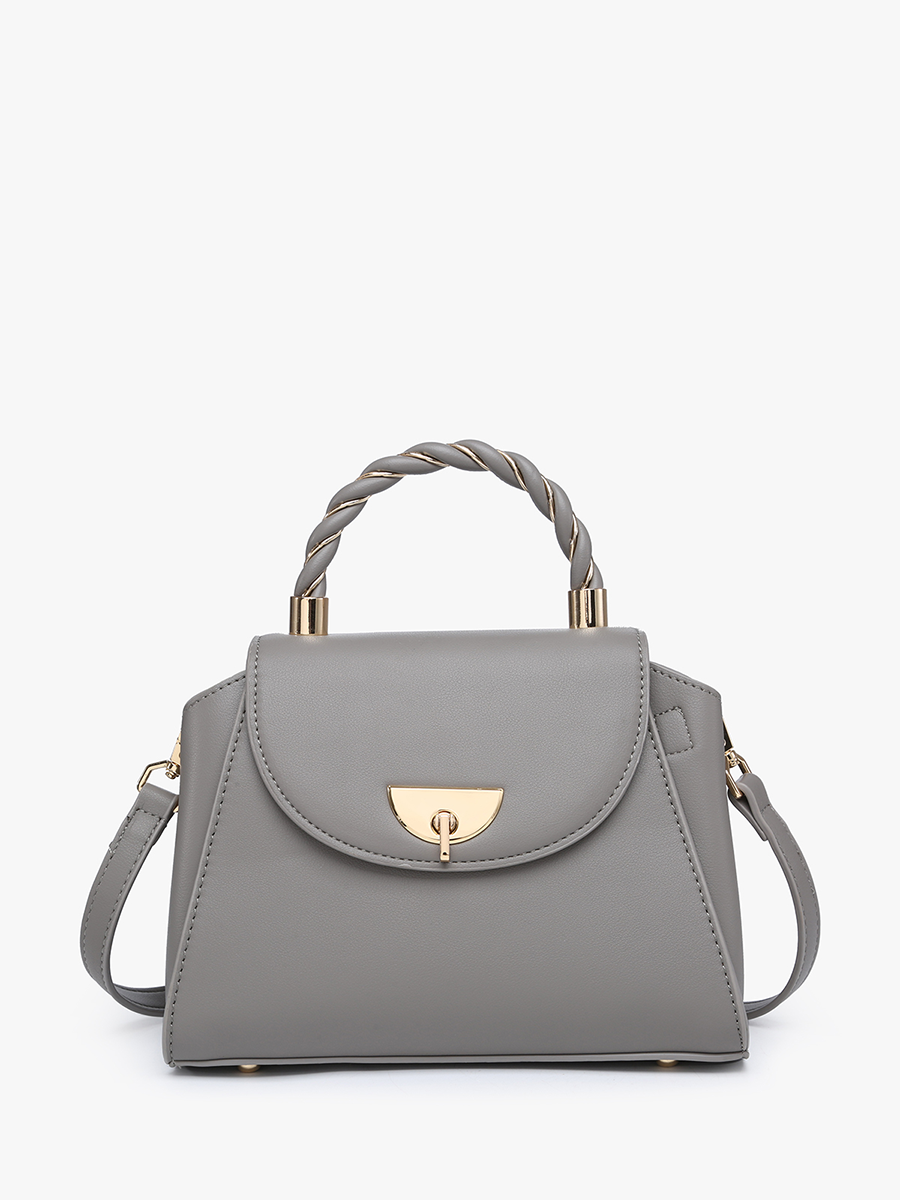 Clarke Twist Lock Small Satchel –Braided Handle Bag | EH2252: Grey