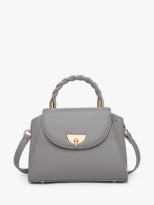 Clarke Twist Lock Small Satchel –Braided Handle Bag | EH2252: Grey