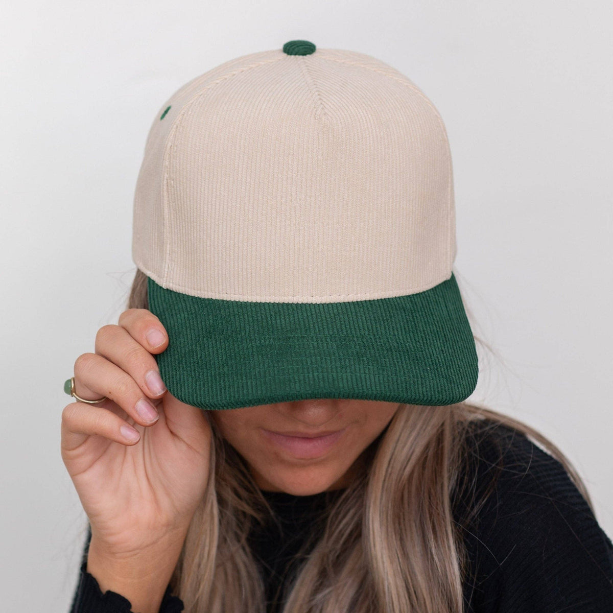 C.C Corduroy Trucker Cap – Wholesale Adjustable Snapback Hat (5 Colors): Sage/Pink