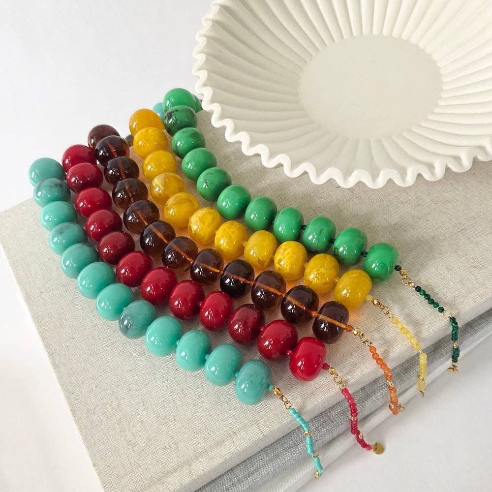 Bella Beaded Necklace - WATERPROOF: Red
