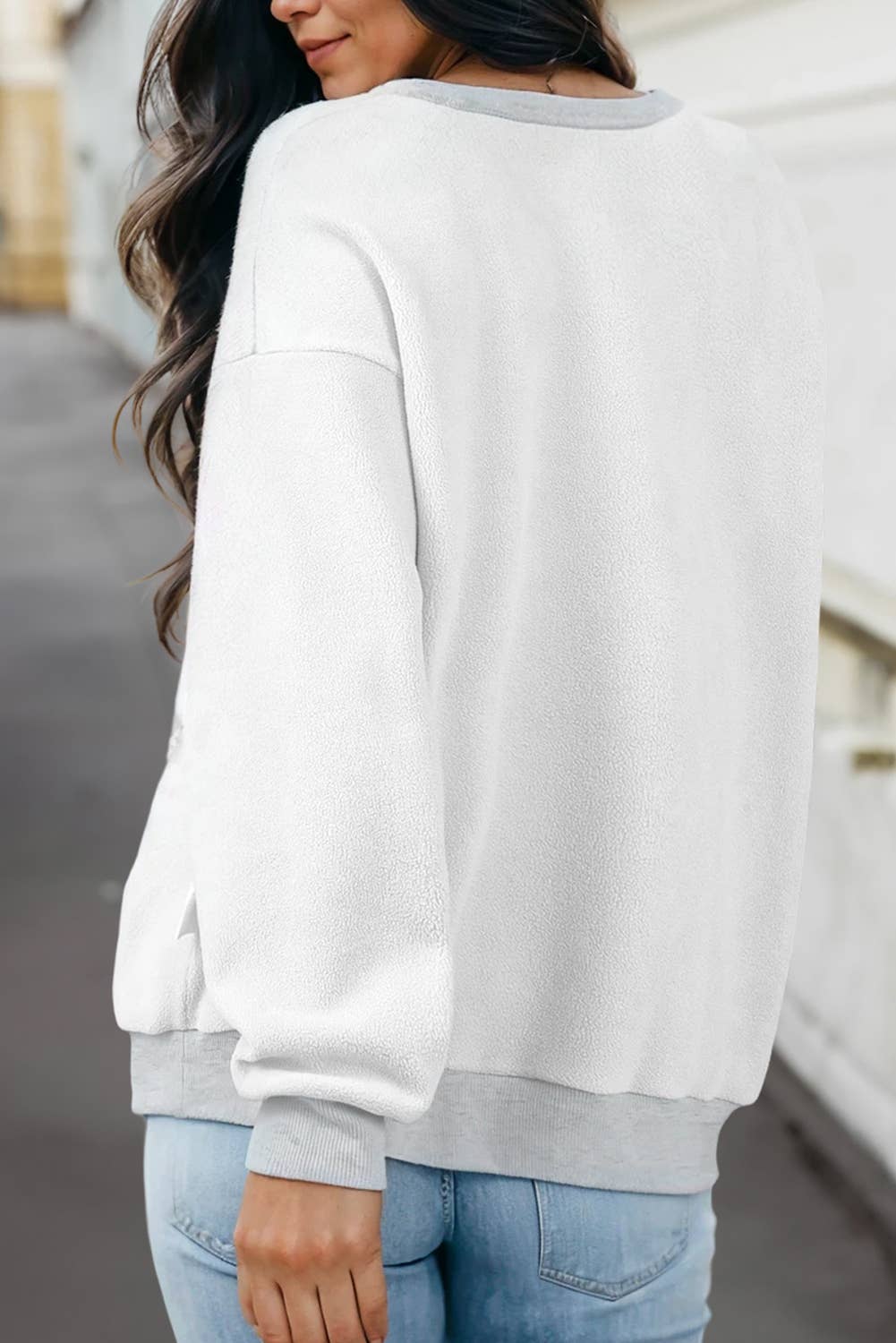 Reversible Oversized Mock Neck Sweatshirt | S-4X: Light Grey