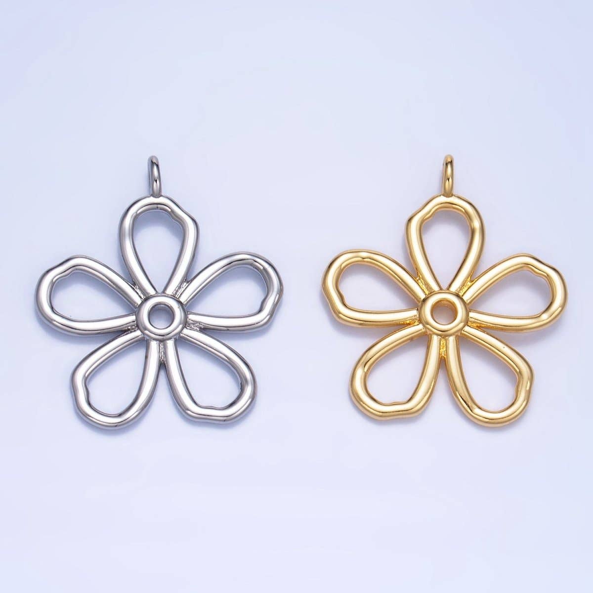 24K Gold Filled Minimalist Flower Pendant in Gold & Silver | AG947: Gold