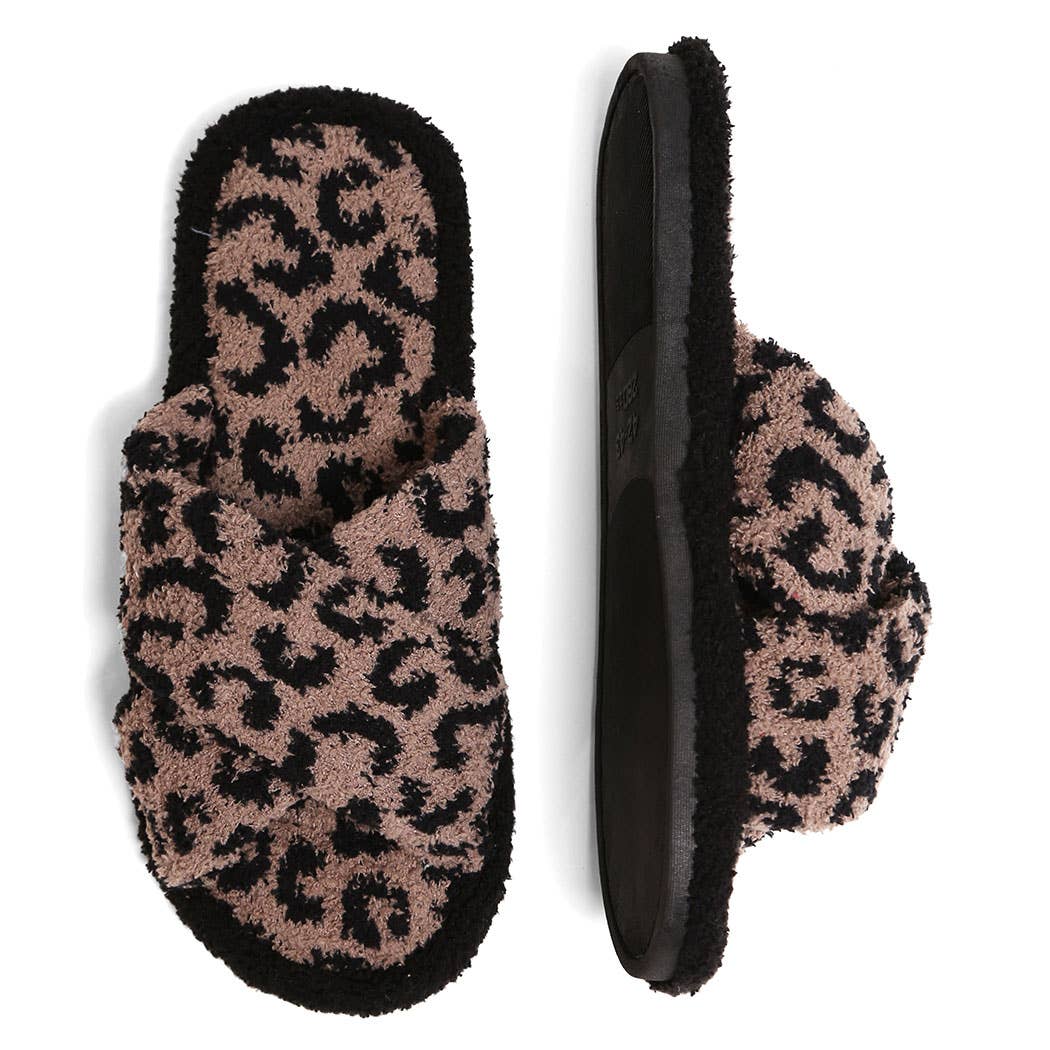 Luxury Soft Crossover Leopard Pattern Slipper: BEIGE