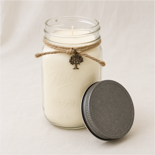 Mason Jar Candle with Tree Charm: McIntosh Apple