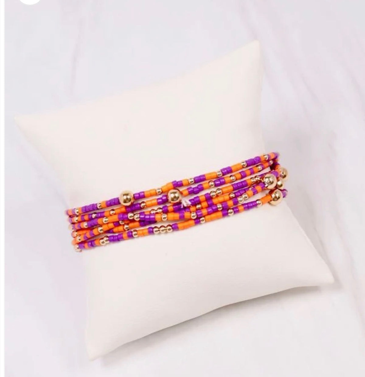 Orange and Purple Beaded Bracelet Set