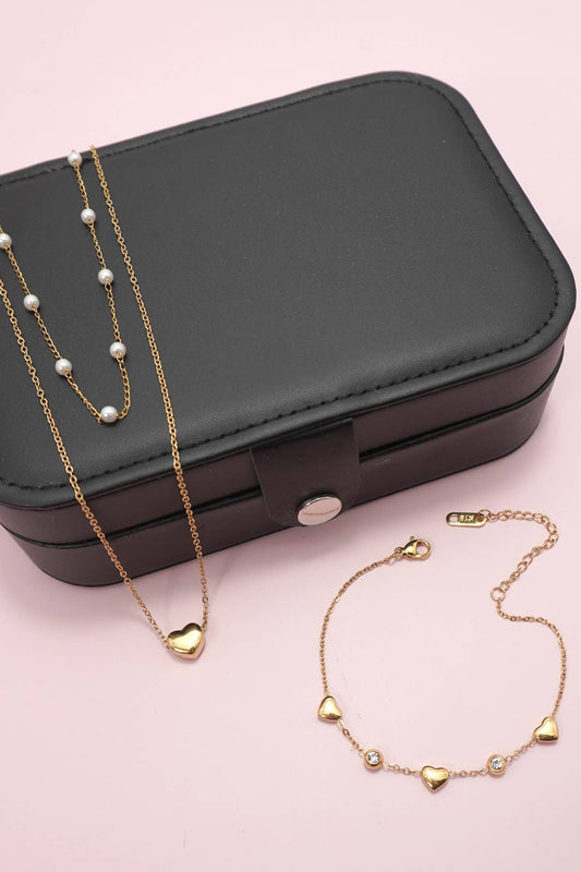 JEWELRY ORGANIZER TRAVEL BOX CASE | 40P605: Black