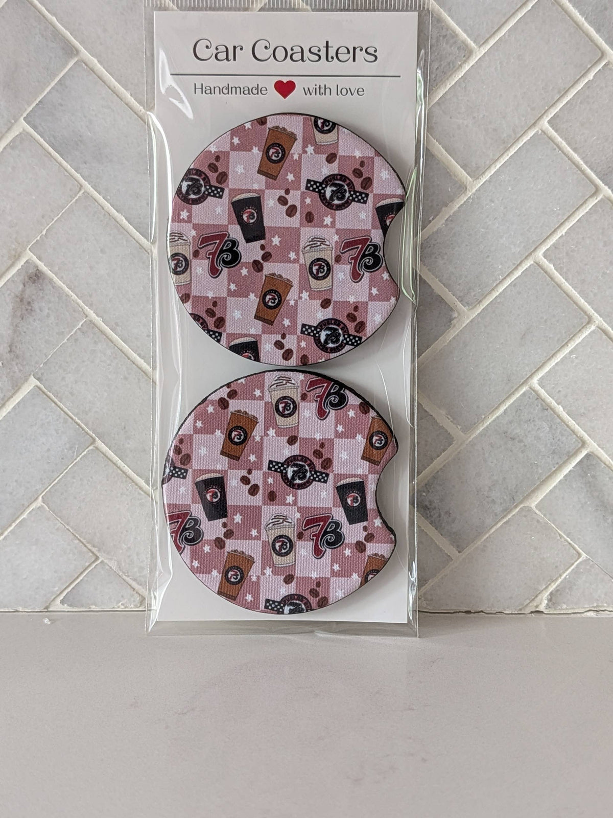 Brew Coffee Inspired Car Coasters : Tan