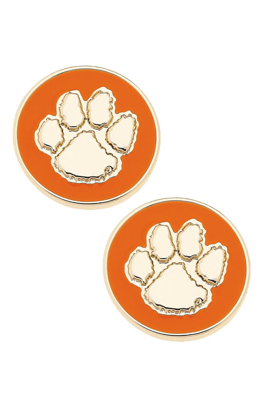 Clemson Tigers Logo Circle Stud Earrings