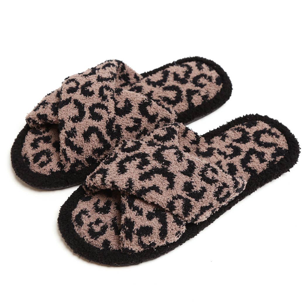Luxury Soft Crossover Leopard Pattern Slipper: BEIGE