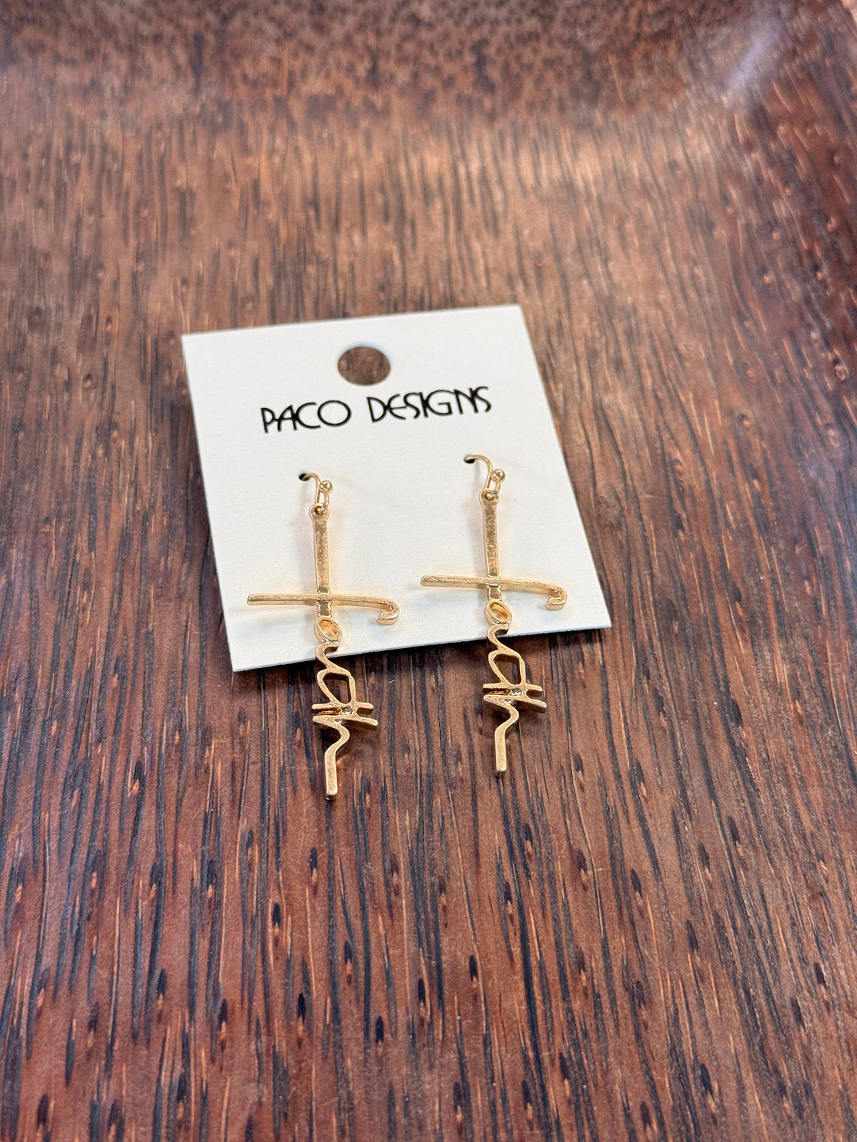 Faith in the Cross Dangle Earrings: Gold
