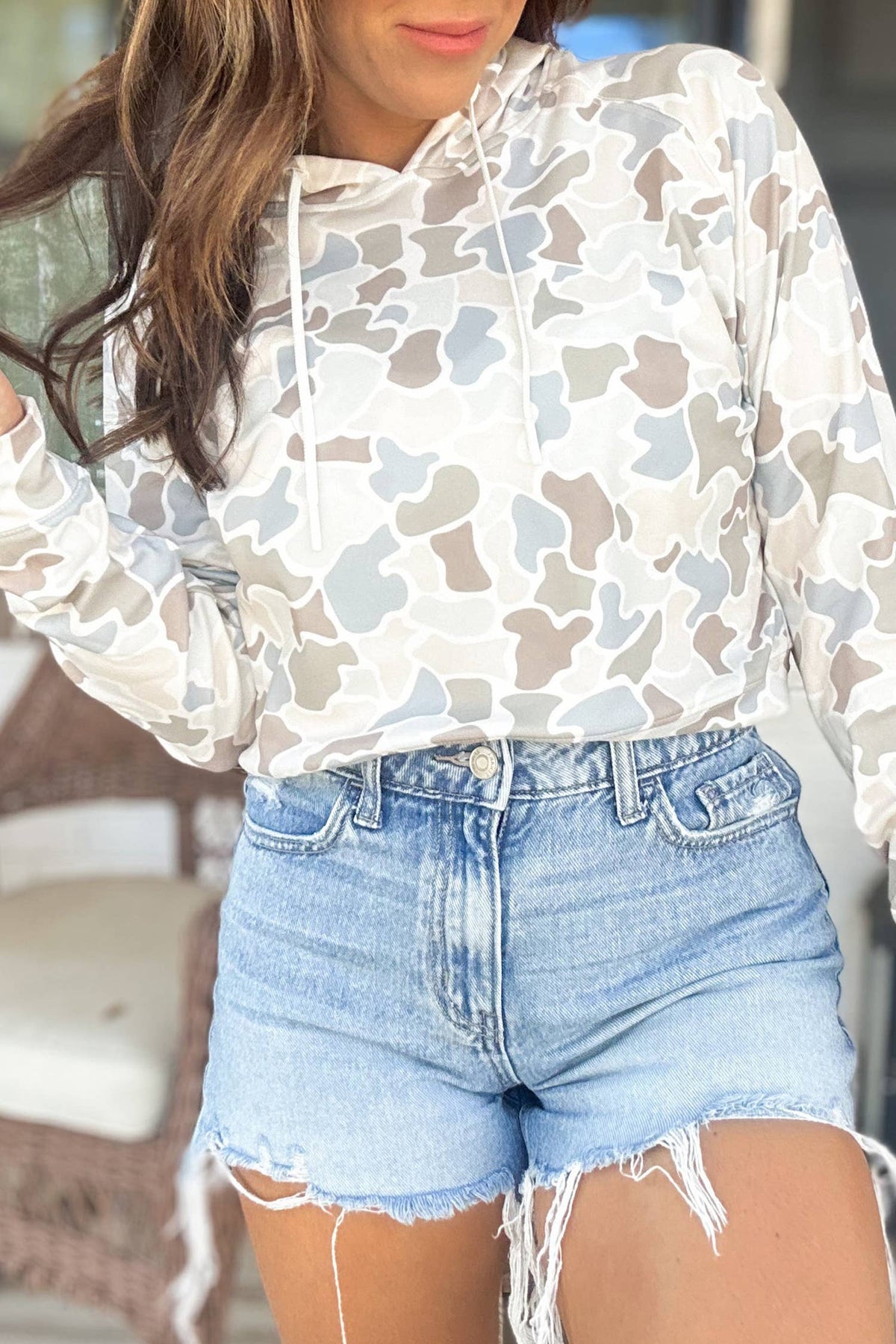Fall Camouflage Woodland Print Drop Shoulder Tunic Tee: Sweatshirt