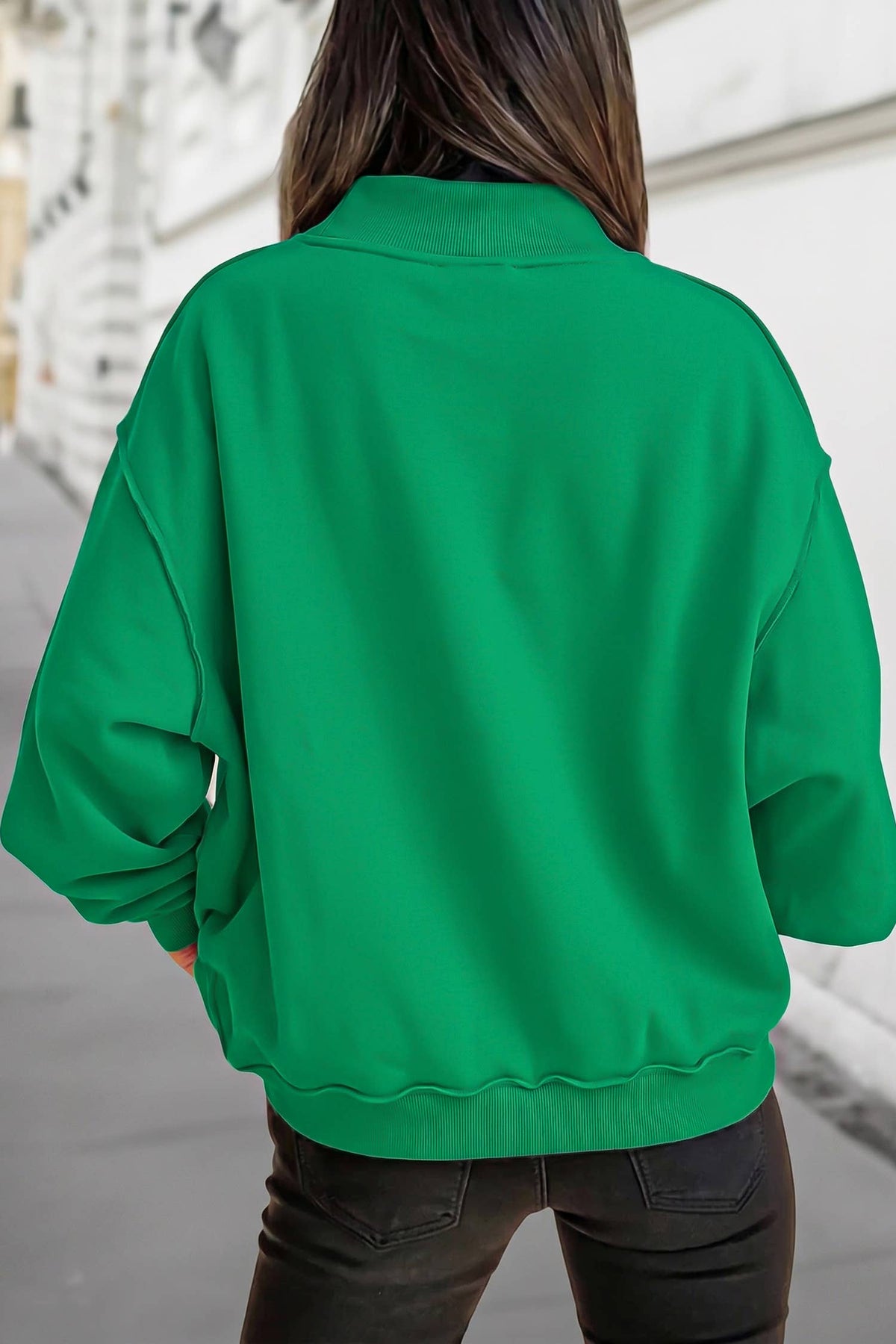 Reversible Oversized Mock Neck Sweatshirt | S-4X: Light Grey