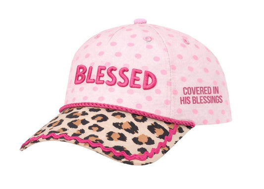 "BLESSED" on Tan Cap with Patch Work: Multi / One Size