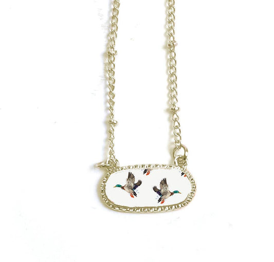 Gold White Duck Necklace