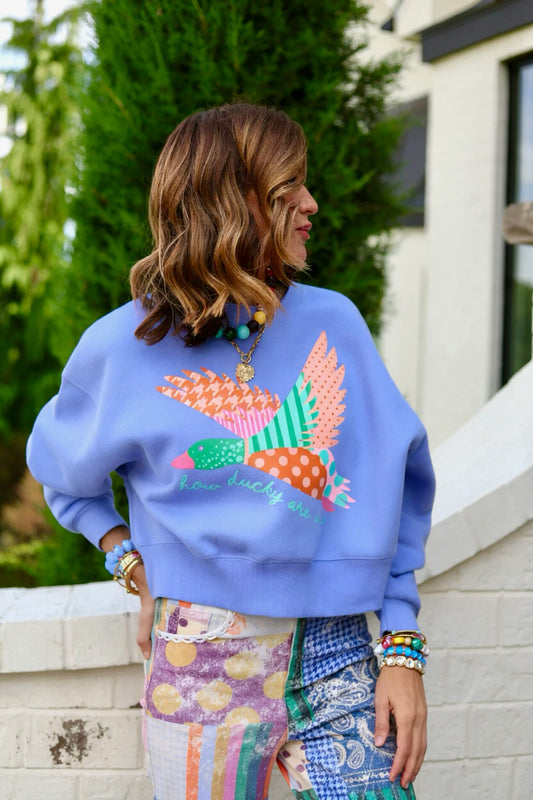 HOW DUCKY ARE WE CROP SWEATSHIRT