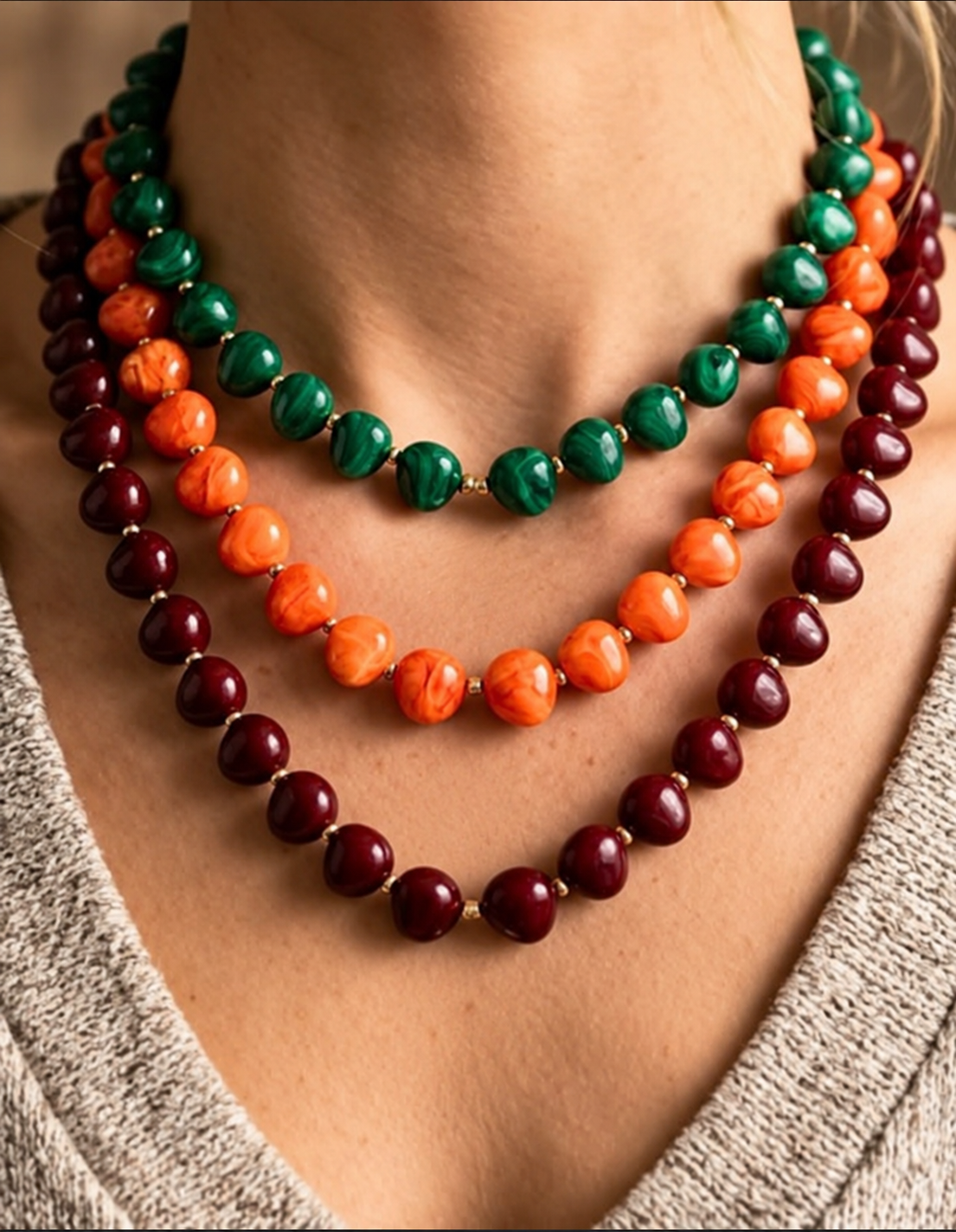 Fall Marble Beaded Necklace