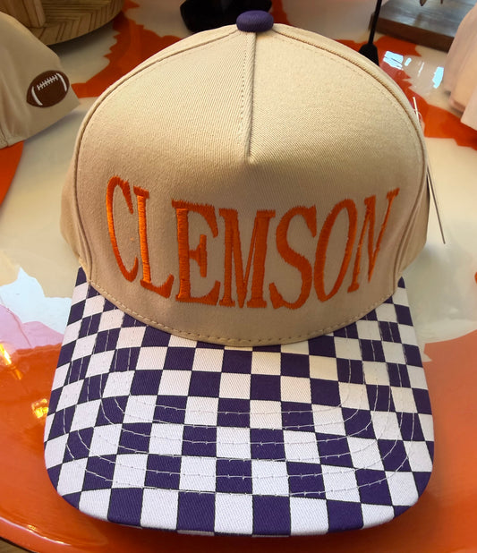 Clemson Tigers Embroidered Hat with checkered brim