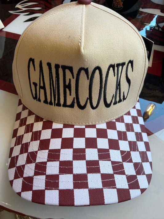Gamecocks Embroidered Hat with checkered brim