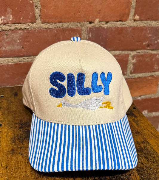 Silly Goose with striped brim