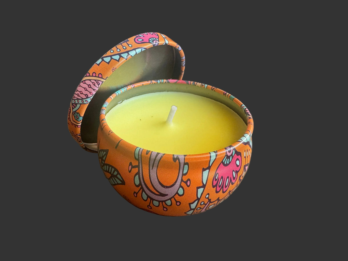 Multi Color Tin with soy candle