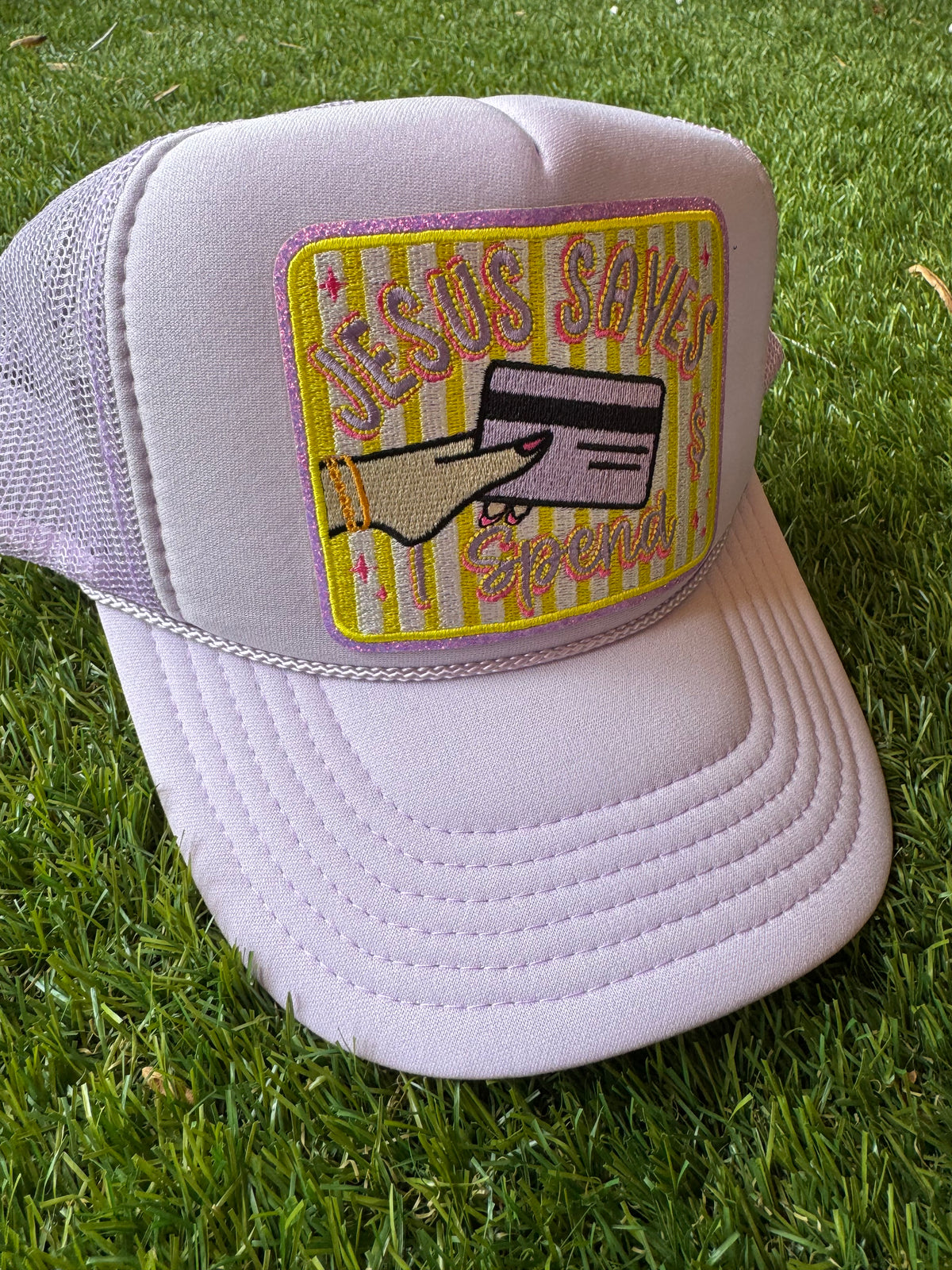 Jesus Saves I Spend trucker hat