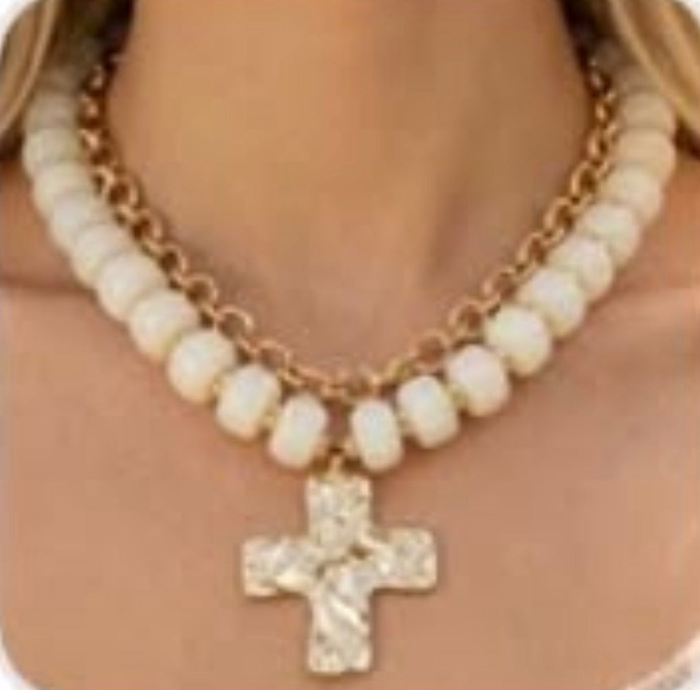 Double Stack Necklace with a cross