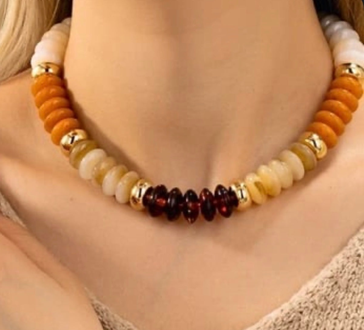 Fall Earth Tone Chunky Beaded Necklace