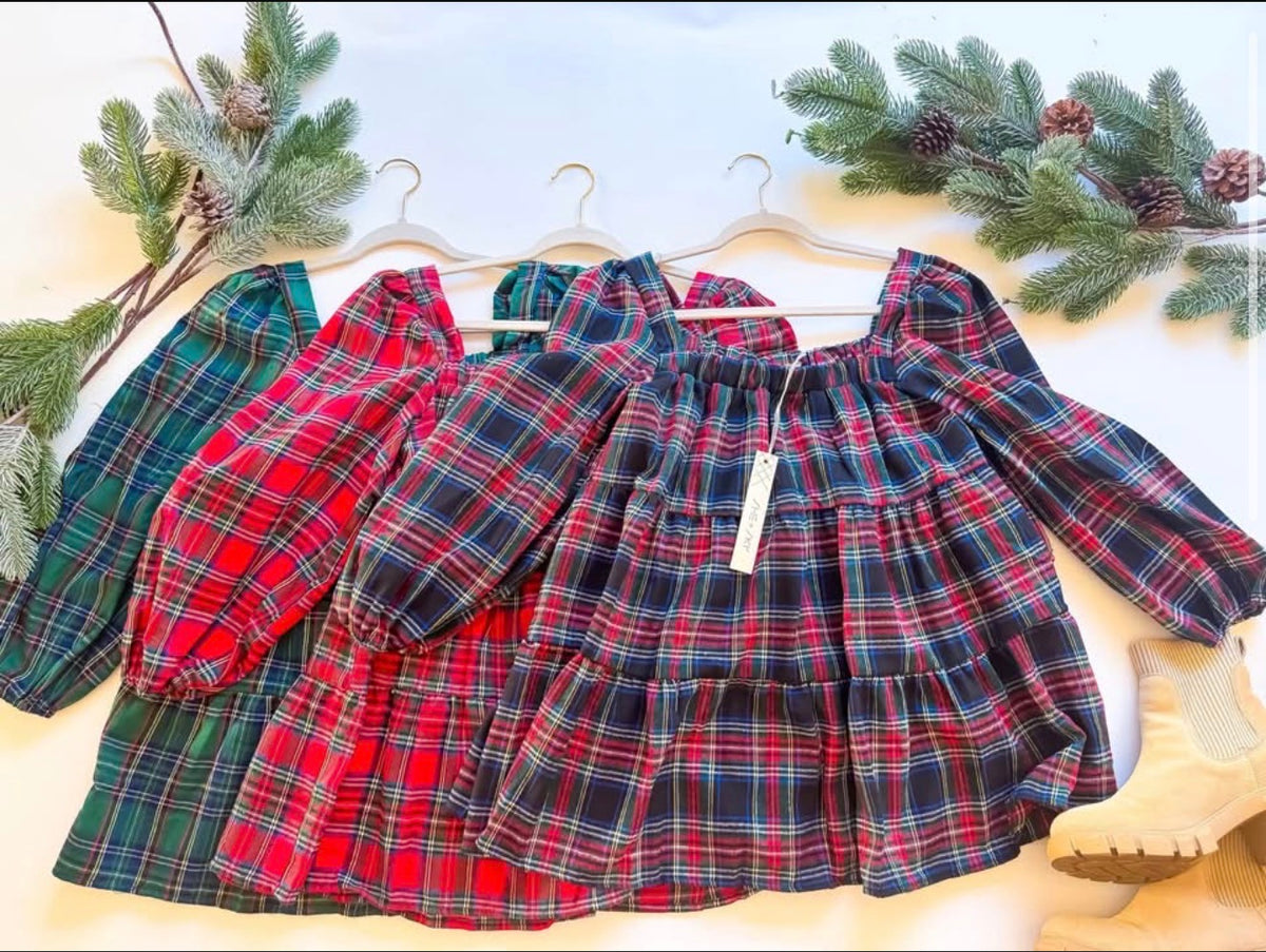 Plaid Square Neck Top