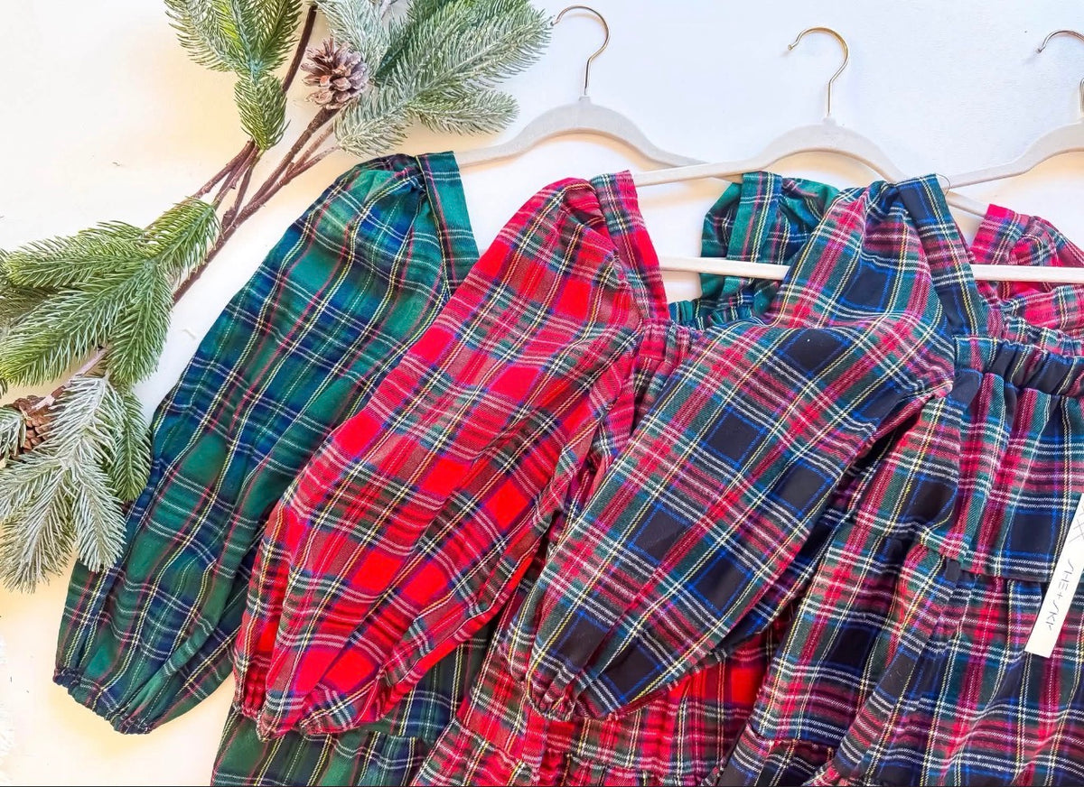 Plaid Square Neck Top