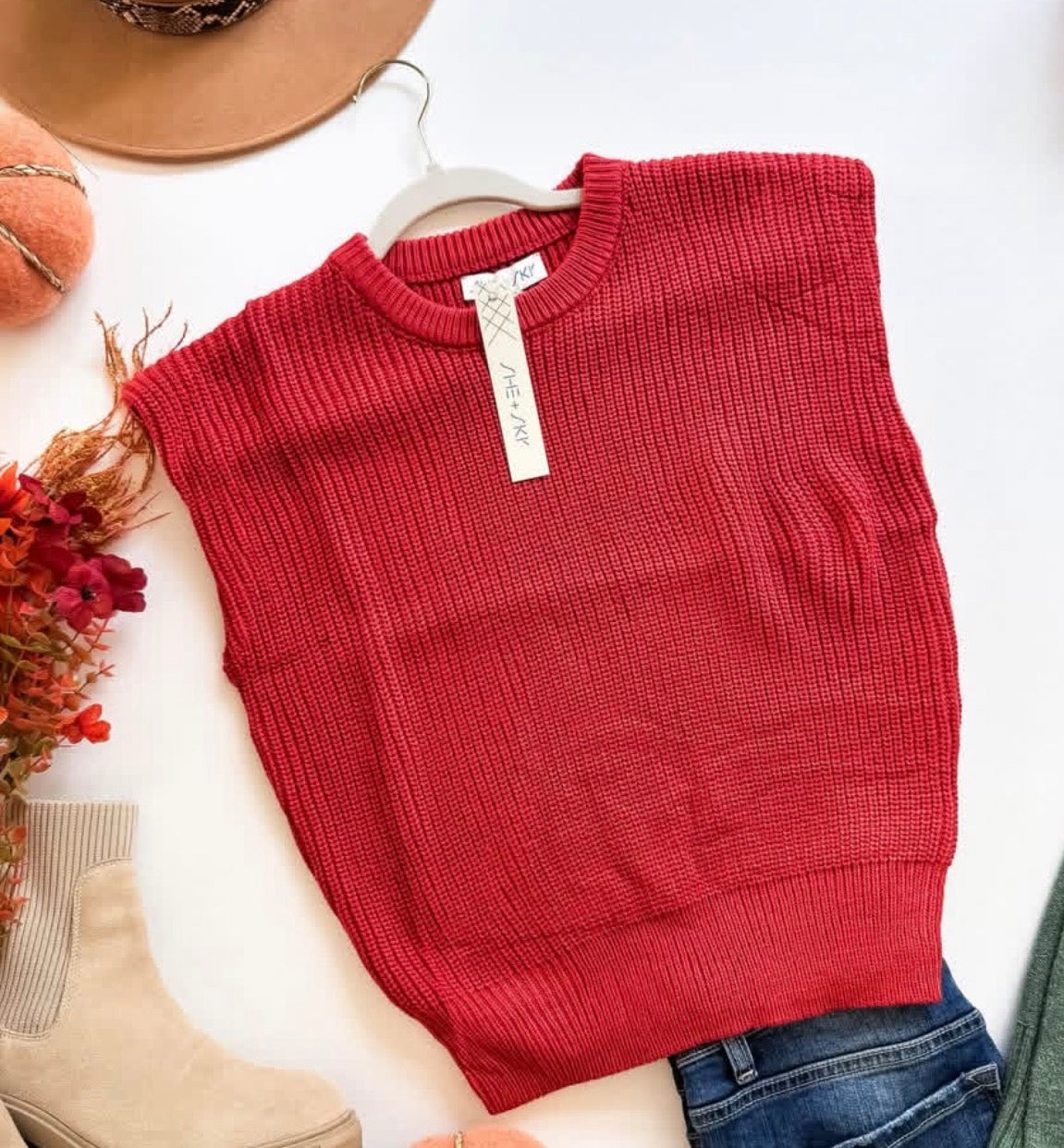 Rust Sleeveless Sweater