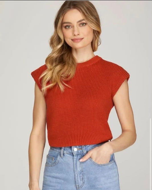 Rust Sleeveless Sweater