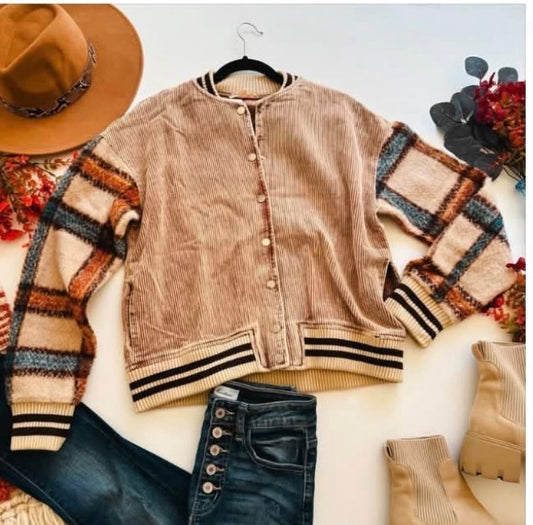 Mazik Brown Corduroy Plaid Jacket