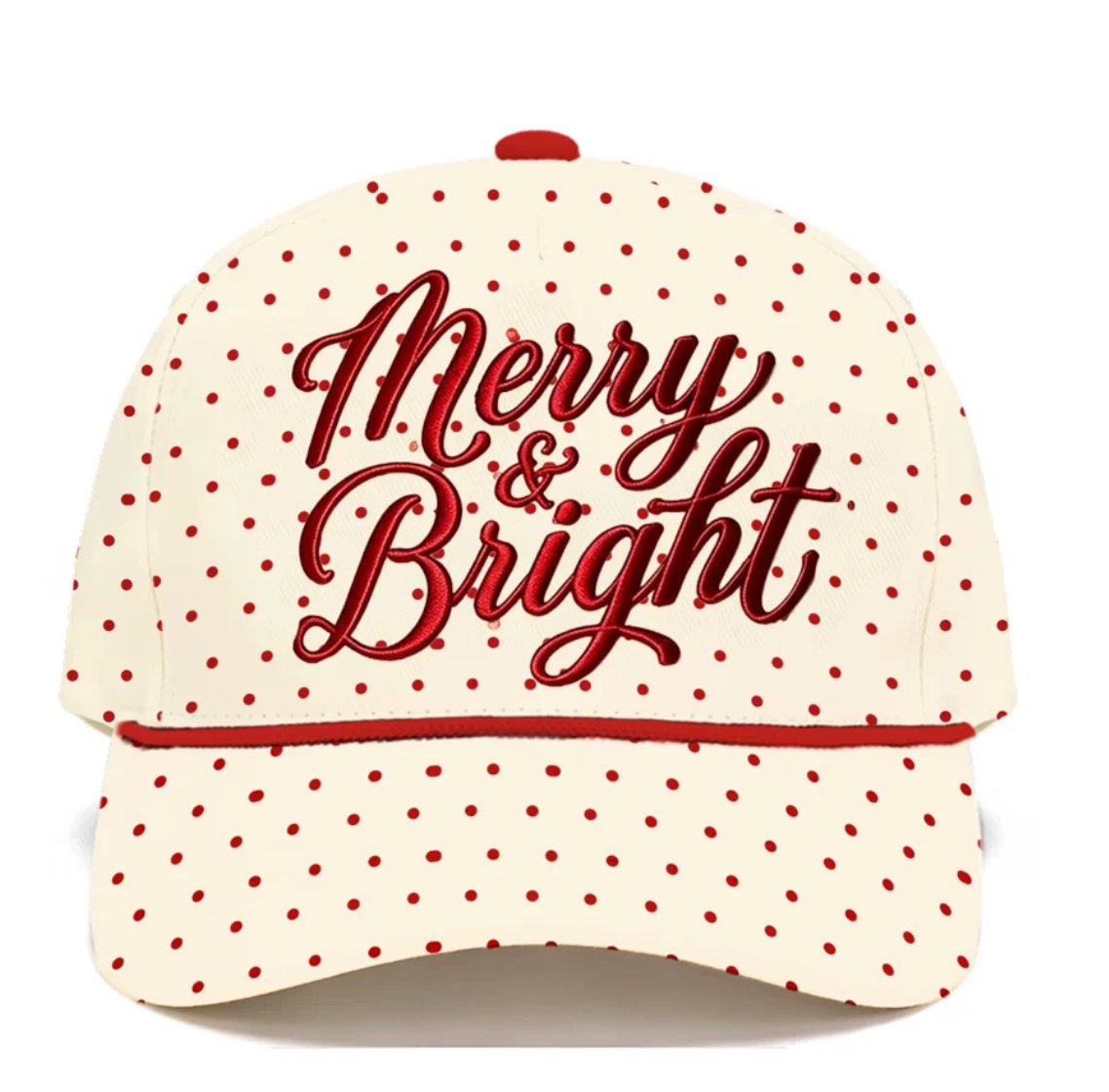 Merry and Bright embroidered hat