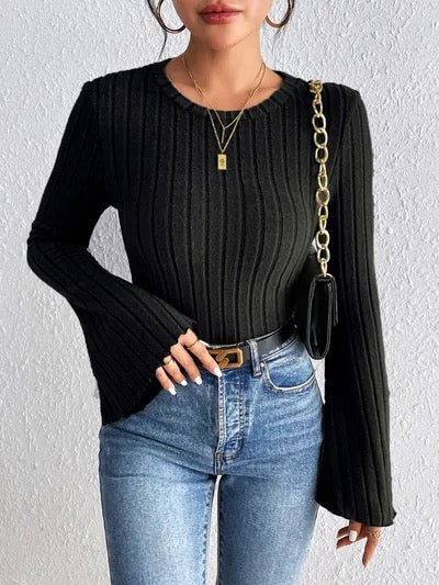 Honey Round Neck Flare Sleeve Sweater
